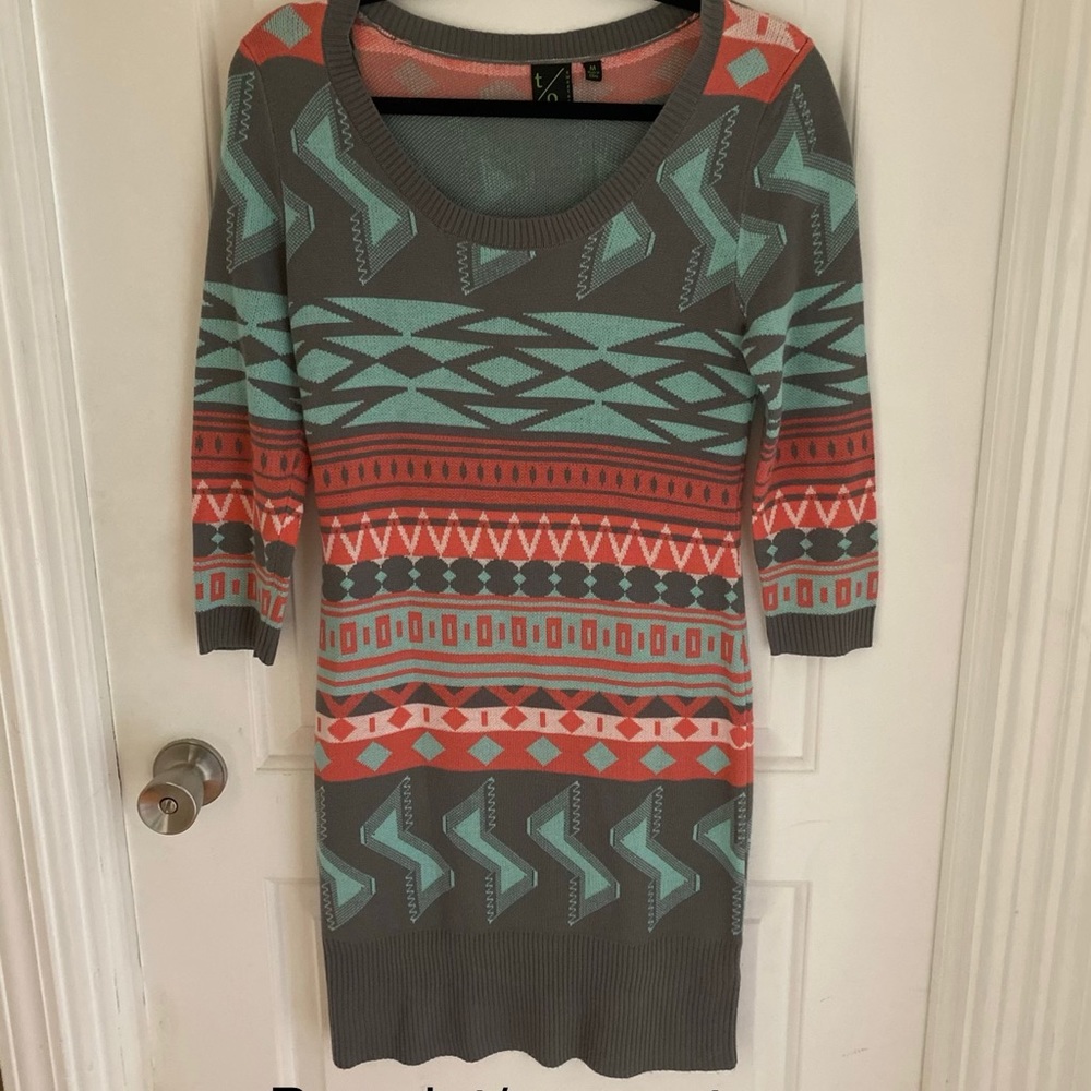 Tribal pattern sweater dress